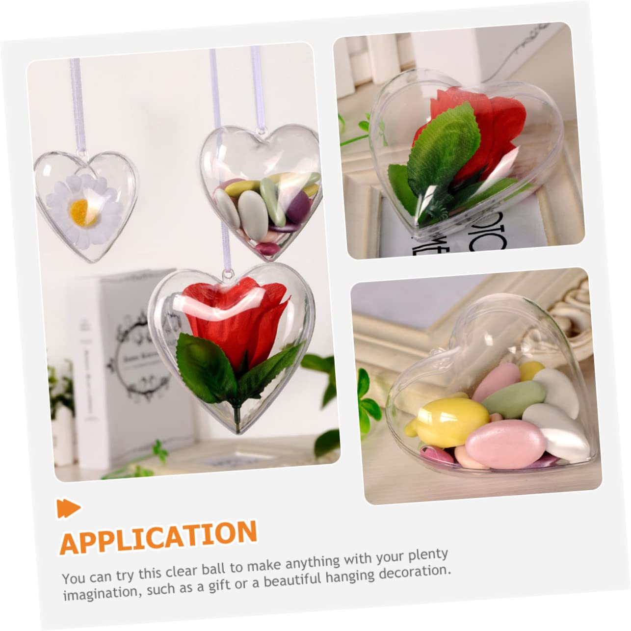 Cabilock 50 Stück Plastikkugel befüllbare Herzkugel Klare Herzornamente zum Basteln Dekoration Weihnachten weihnachtsdeko beleuchtet innen Kunststoff-Herz-Kugel-Ornament Hochzeitsdekoration