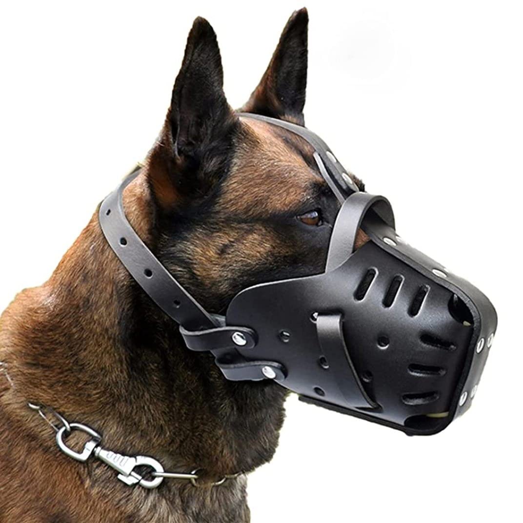 Mázeos de Mascotas, Cuero Hecho, Perros de tamaño Mediano y, Pastor alemán Doberman, Anti -máscaras de Perros, bozales de Defensa, Collar de Perros de Entrenamiento de Servicio