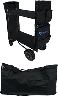 Rockville Rock Cart Pro DJ Equipment Transport Roller Car w/(3) Bags+Floor+Shelf