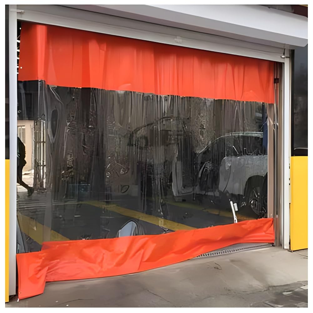 GJMSSMY Garage Divider Curtains, Industrial Vinyl Panels Waterproof Curtains with Eyelets, Warehouse Divider Curtain Wall, Quick Rolling and Easy to Clean, Divide Work Areas Quickly(Orange,2.4x2.8m/