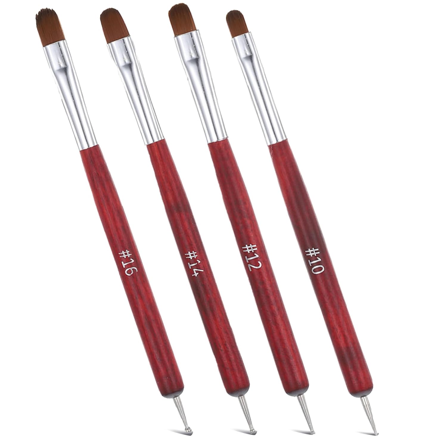 4 PCS French Tip Brush for Nails, 2-Way French Nail Brush with Dotting Tool, Acrylic Nail Tip Tool Brushes for Nails Detailed Designs DIY Manicure Salon