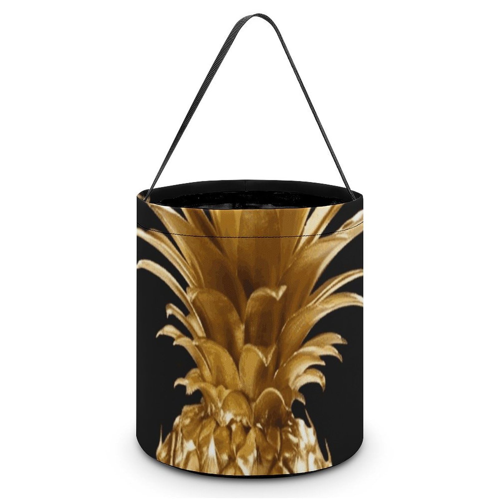 JTREHY Gold Pineapple Candy Basket Hand-held Portable Candy Basket Collapsible Reusable Candys Bags Trick Or Treat Bags Party Festival Gift Bucket