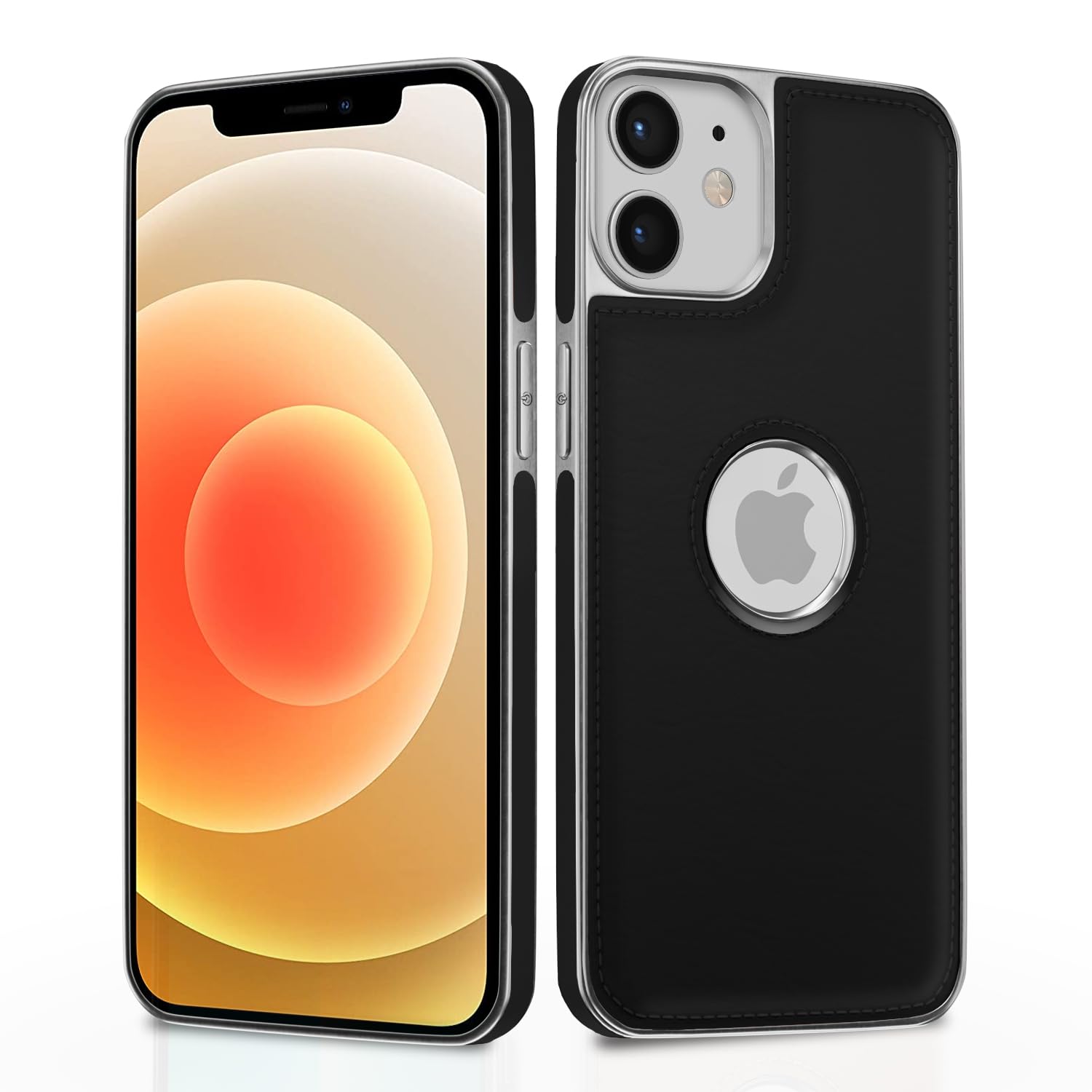 Pikkme Chrome Leather Back Cover | Flexible Pu Leather | Full Camera Protection | Silver Electroplated Chrome | Bumper Case for iPhone 12/12 Pro (Chrome Black) (B0C6XGJLNT) Amazon Price History, Amazon Price Tracker