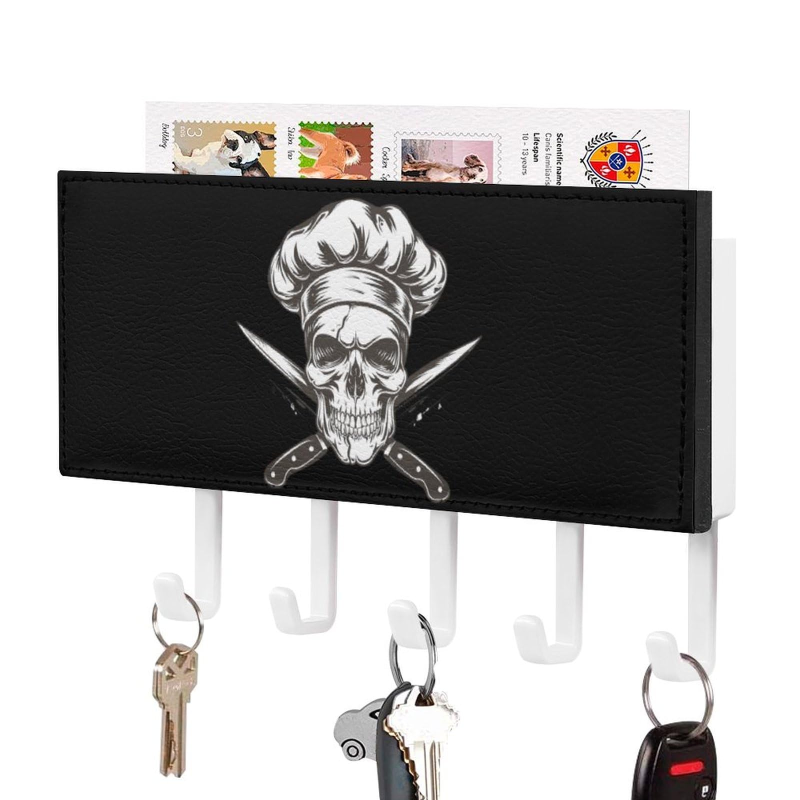 NCLQVJXZKHW Skull Chef Gangster Key Holder with 5 Hooks Key Hooks Wall Mounted Key Racks Key Hanger Organiser Shelf