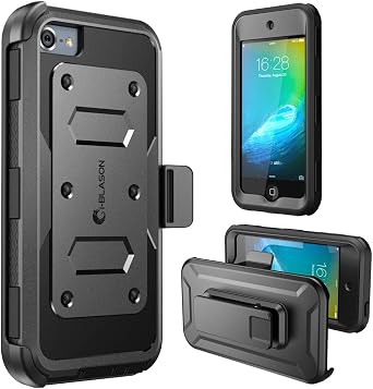 i-Blason Armorbox Case for iPod Touch 7th /iPod Touch 6th /5th, Full Body Case with Built-in Screen Protector & Belt Clip Holster Rugged Shockproof for Apple iPod Touch 5th/6th/7th Generation, Black