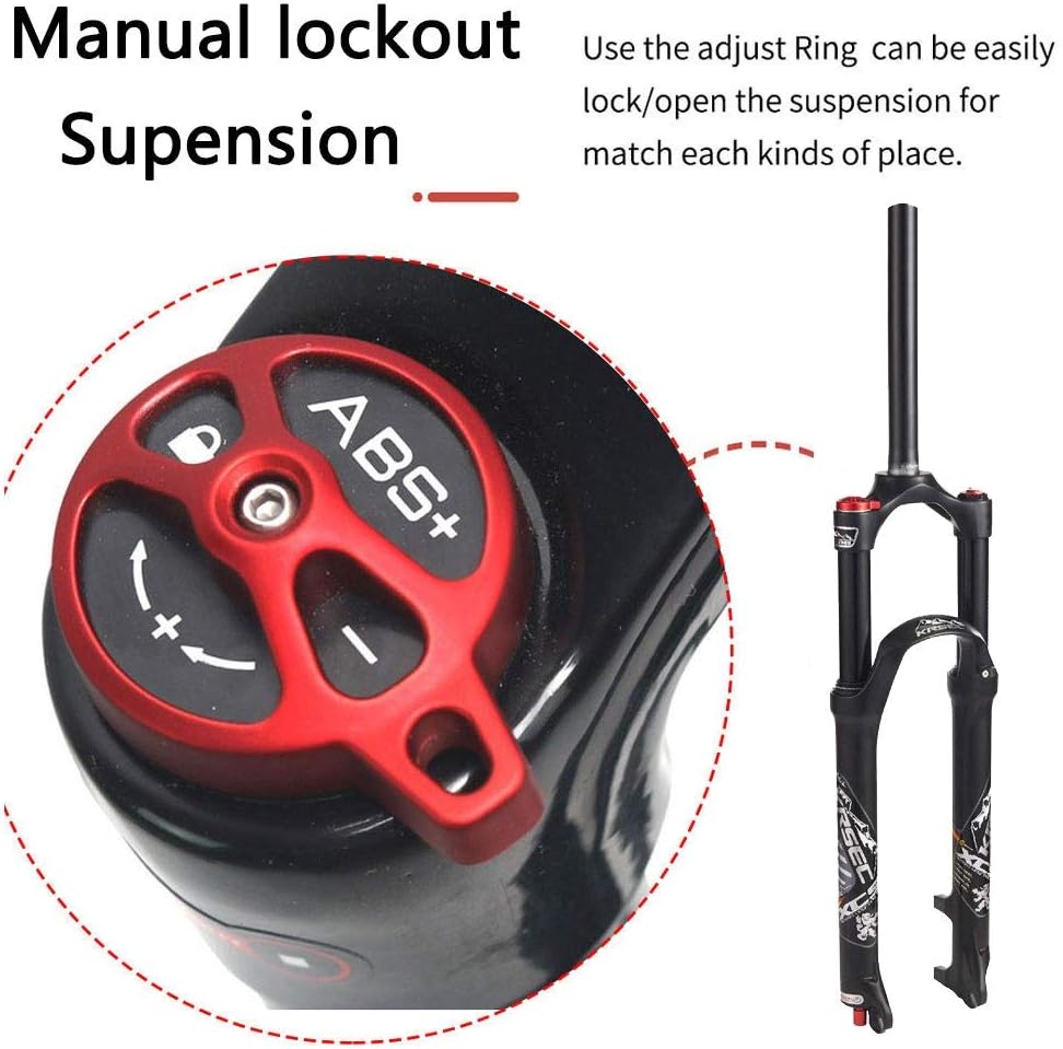 Suspension Fork 26/27.5/29 Inch, 1-1/8" Straight Alloy, Manual Lockout Air Forks - Black