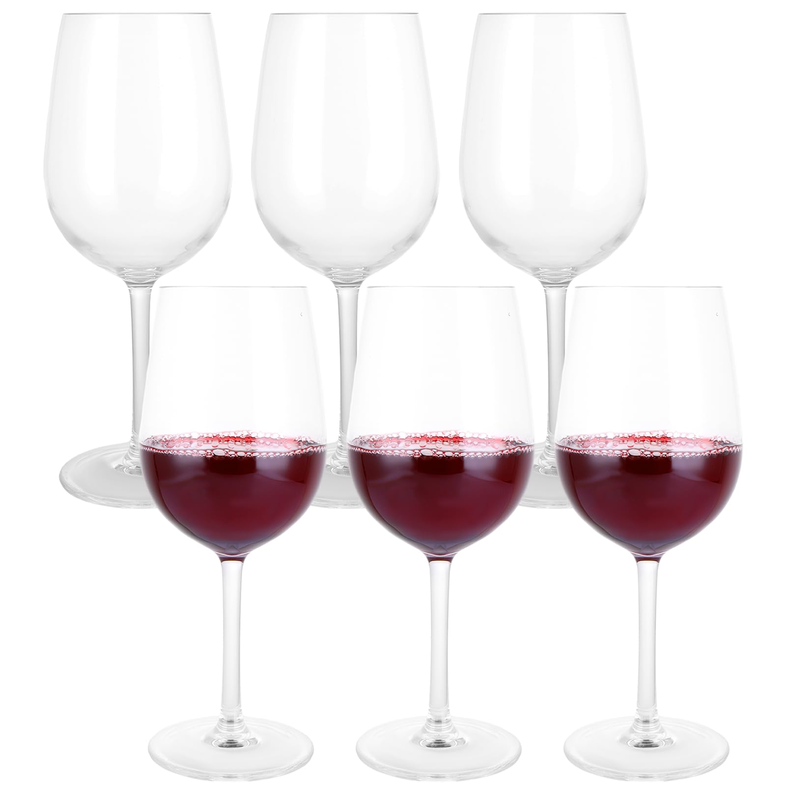 Oungy Set of 6 Large Plastic Wine Glasses, 550ml Unbreakable Plastic Wine Glasses Reusable