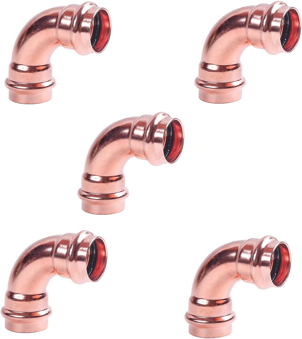 (5PK) EZFLUID Plumbing Heavy Duty 1" Press x Press LF Propress Copper