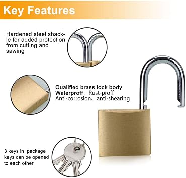 ABRAFOX Solid Brass Same Keyed Padlock keyed Alike Lock-(1-9/16 inch 40mm) 2pack