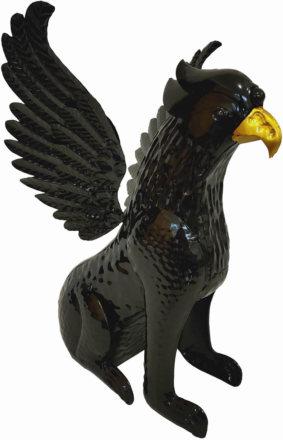 Decorative Black Gaspar The Griffin, Mythical Griffin Statue, Animal Yard Art, Outdoor Decorative Figurine, Durable Metal Construction, Weather-Resistant Finish, No Electricity Needed