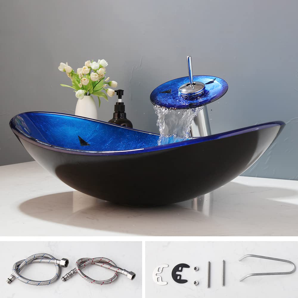Puluomis Waschbecken Glas Aufsatzwaschbecken