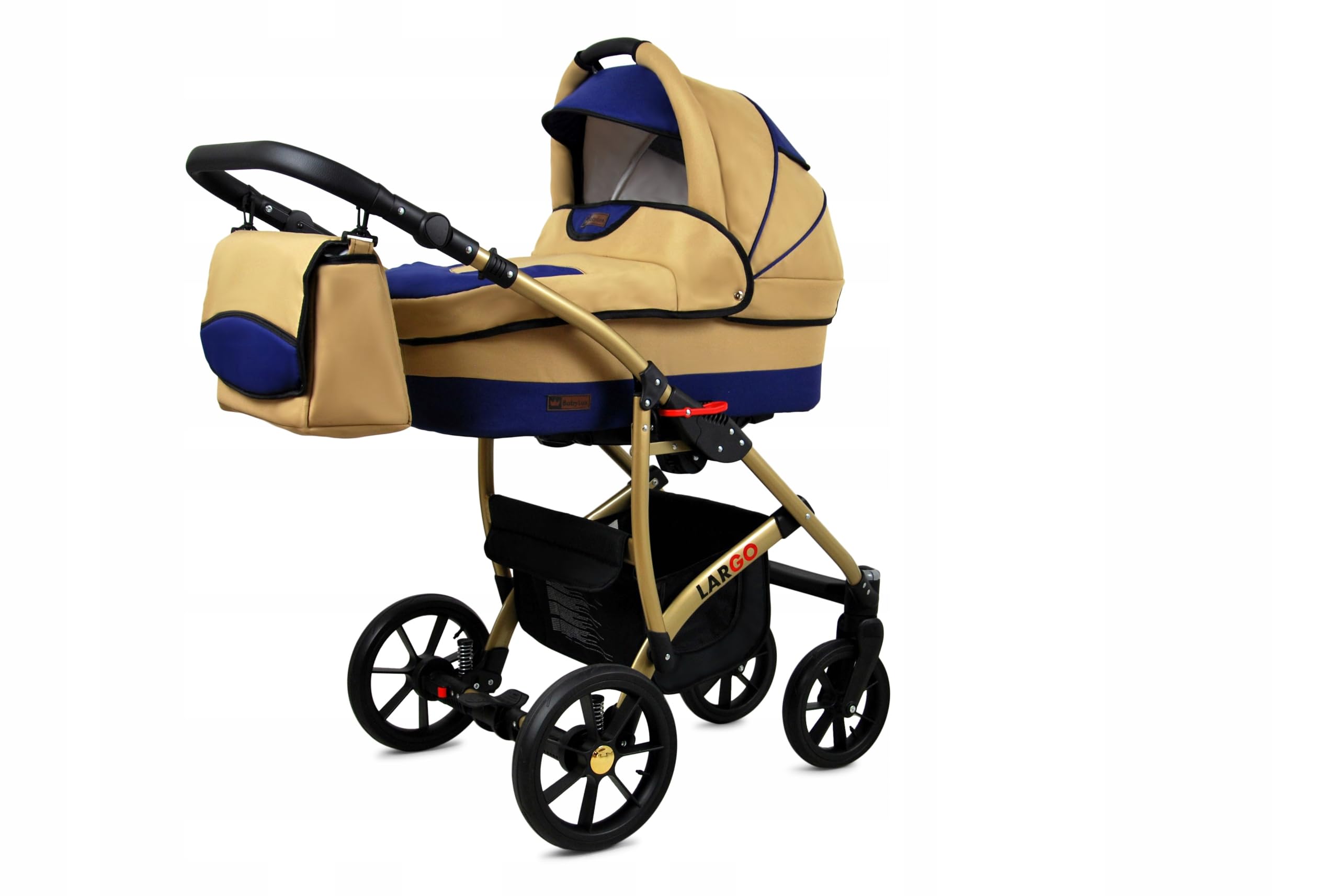 BabyLux Zestaw wózków dziecięcych 4 w 1 – Largo – w zestawie wanienka dla niemowląt, fotelik sportowy, fotelik samochodowy, stacja bazowa ISOFIX – fotelik samochodowy – zestaw wózków dziecięcych