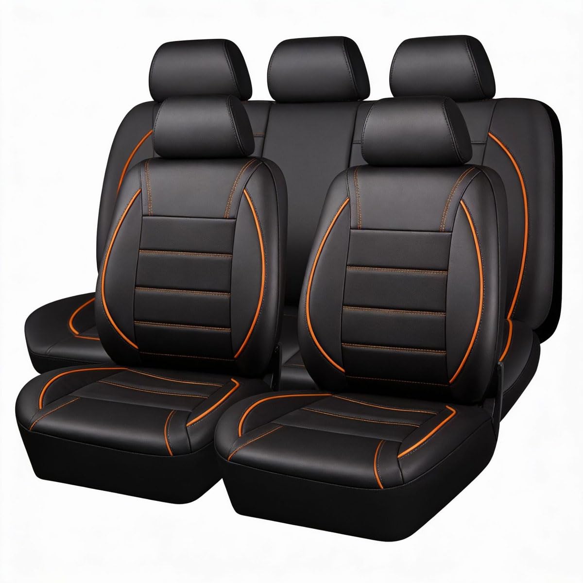 Genérico Fundas para Asientos de Coche para MG MG3 Full Hybrid 2024, Juego Completo de Fundas de Cuero Sintético PU para Asientos Delanteros y Traseros, Compatible con Airbag