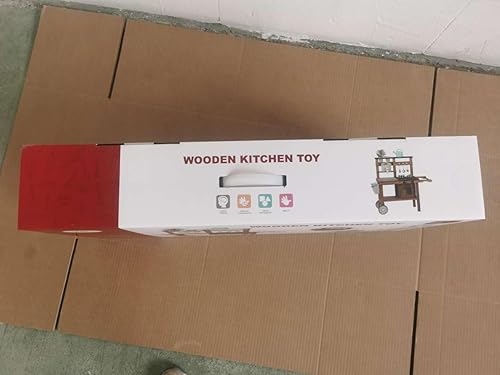 Miniatura 8 de Juego de cocina para niños de 3 a 8 años, cocina de madera para juegos de simulación, teléfono inclinado, máquina de hielo, refrigerador,