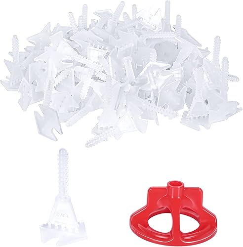 Miniatura 1 de azulejo anti-lippage y sistema de espaciado Sistema de nivelación de azulejos 116 "Baseplates y kit (116 pulgadas blanco300 Base+100 tapas)