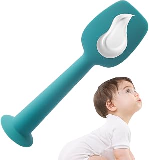 Espátula para crema para bebés, espátula de pasta de pañales, Espátula para pañales para bebés con base de succión, Herramienta de bálsamo de silicona para el cuidado de la erupción y la aplicación de