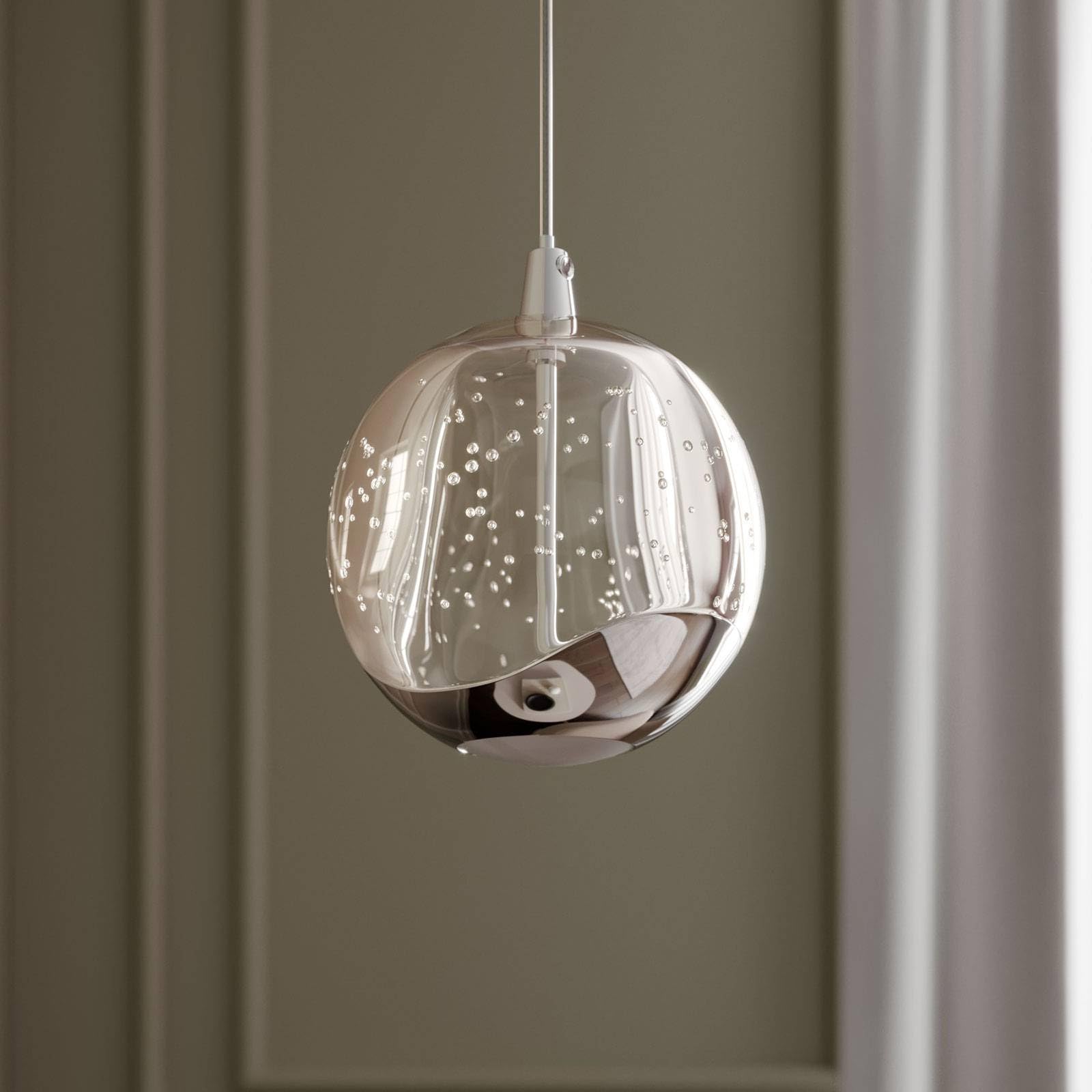Lucande LED Pendelleuchte Hayley (Modern) in Transparent aus Glas (1 flammig,) - Hängelampe Esstischlampe Hängeleuchte Wohnzimmerleuchte