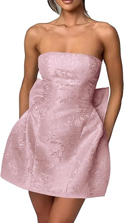 Fivsole Strapless Homecoming Dress Mini Formal Bow Dress