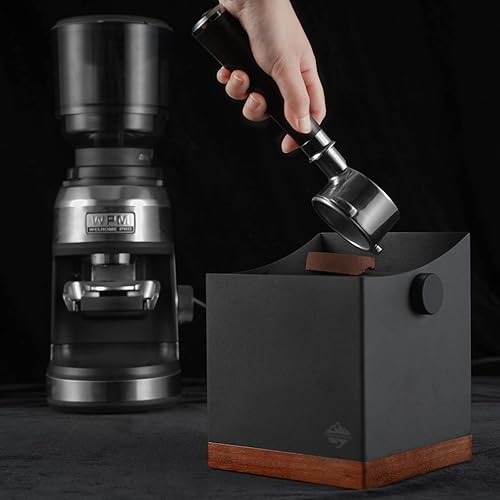 Miniatura 5 de Mango de nogal Portafiltro Espresso sin fondo de 2.126 in con caja de golpe de espresso de 2.5 L