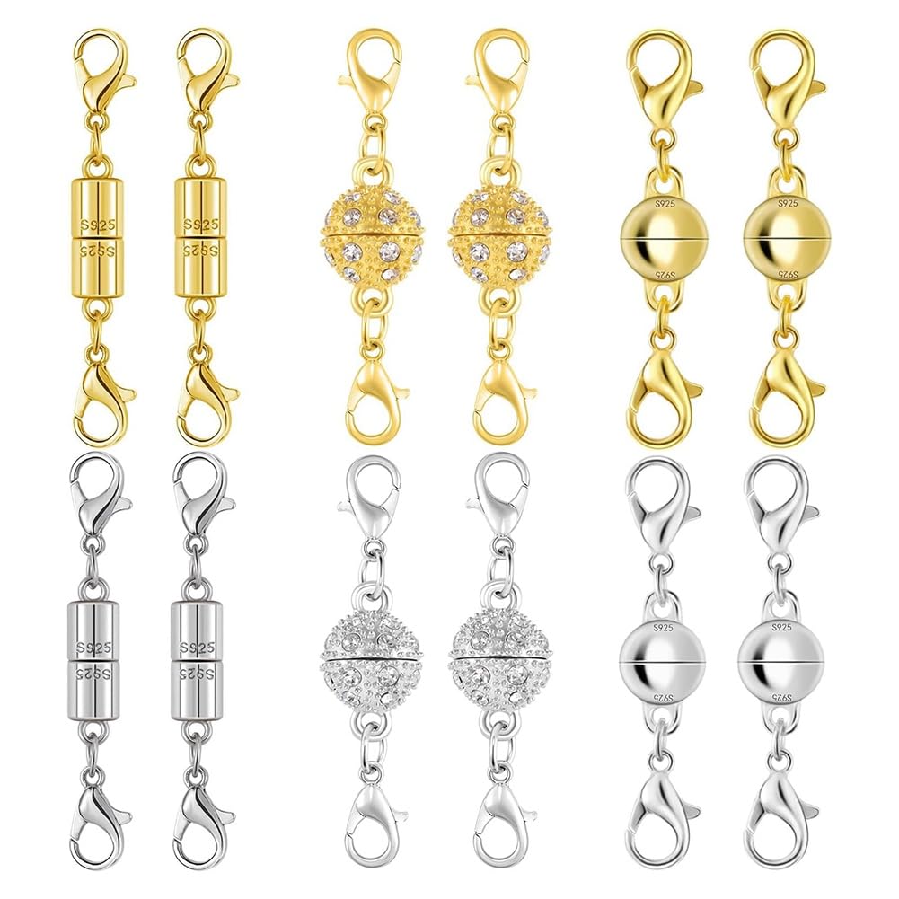 CTRLZS Crystal Ball Connectors with Lobster Clasps, Magnetic Jewelry Clasps,Magnetic Necklace Clasps and Closures 12PCS