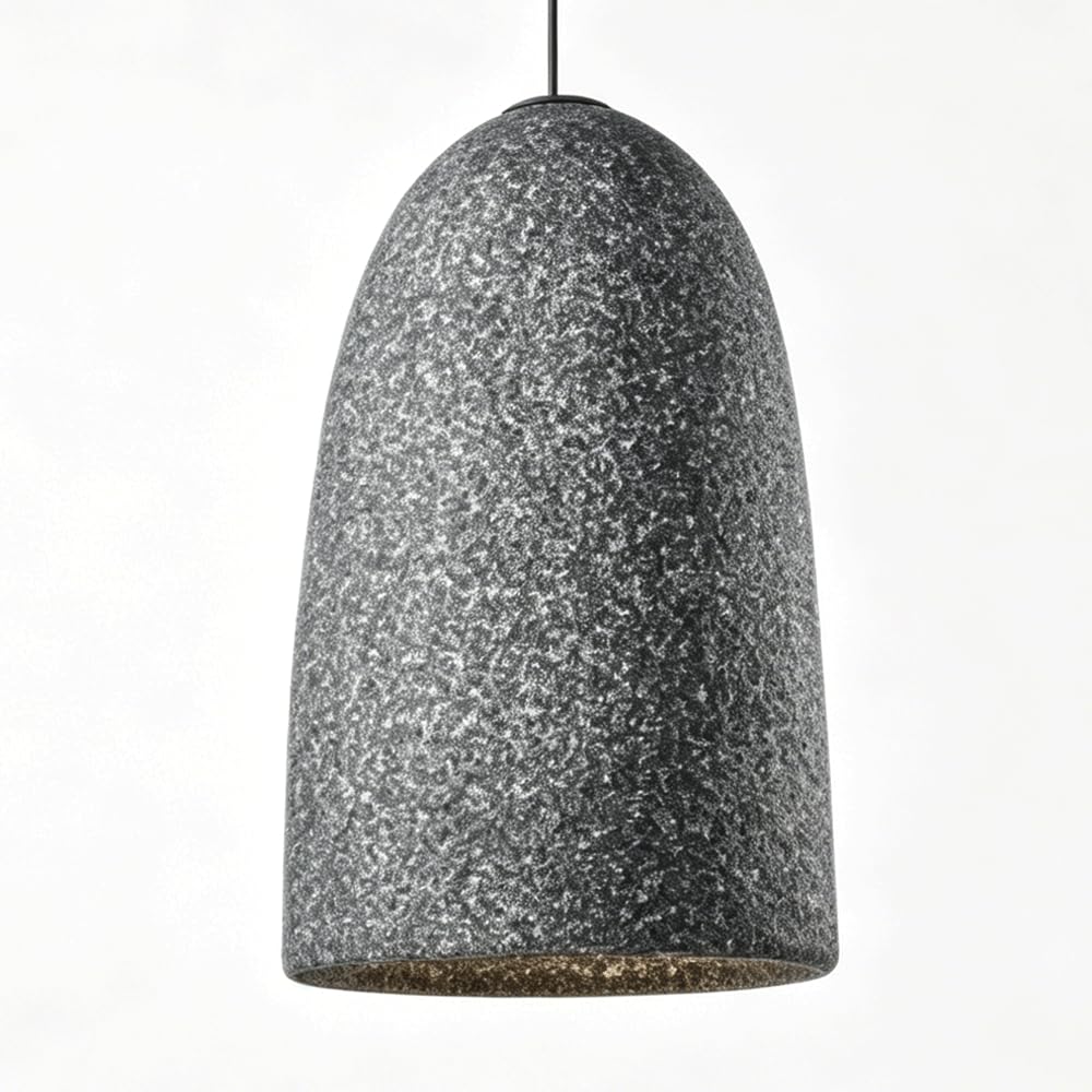 ESIYUVO Wabi-Sabi Indoor Lighting Fixture Bell-Shaped Hanging Lamp E27 Composite Material Chandelier Japanese Vintage Stone Texture Design Pendant Light for Living Room Dining Room Bedroom Entryway