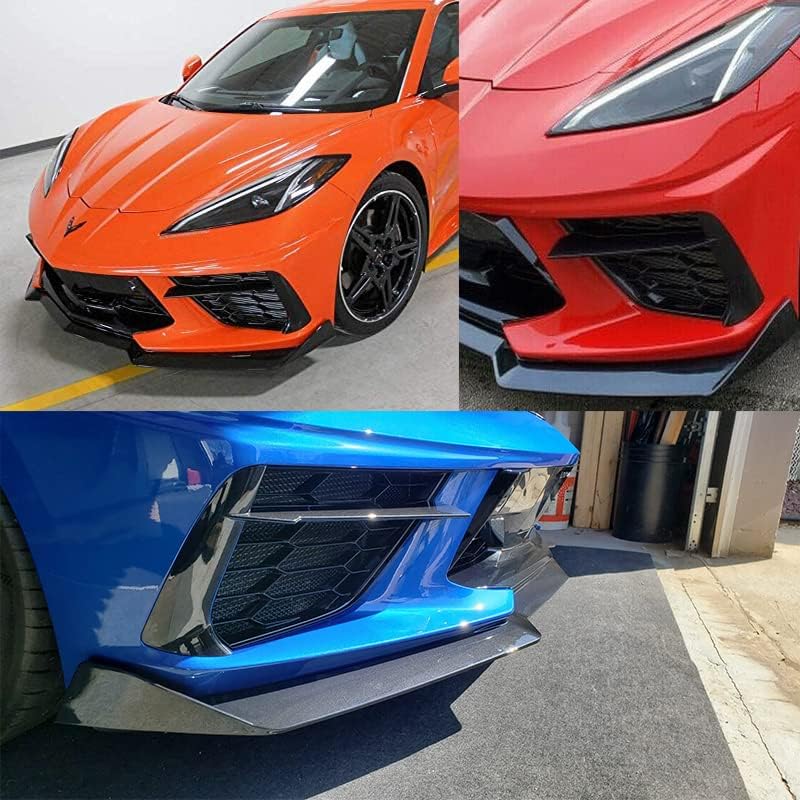 Miniatura 7 de YOUNGERCAR Parachoques delantero para Chevy Corvette C8 GM 5VM estilo carbono brillante flash metálico alerón delantero de coche alerón divisor de