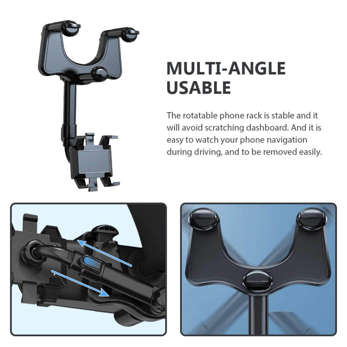 Soporte para Teléfono Salpicadero del Vehículo Negro Abs PU | Antideslizante, Fácil de Quitar, Uso en Conducción, Soporte Gps para Coche