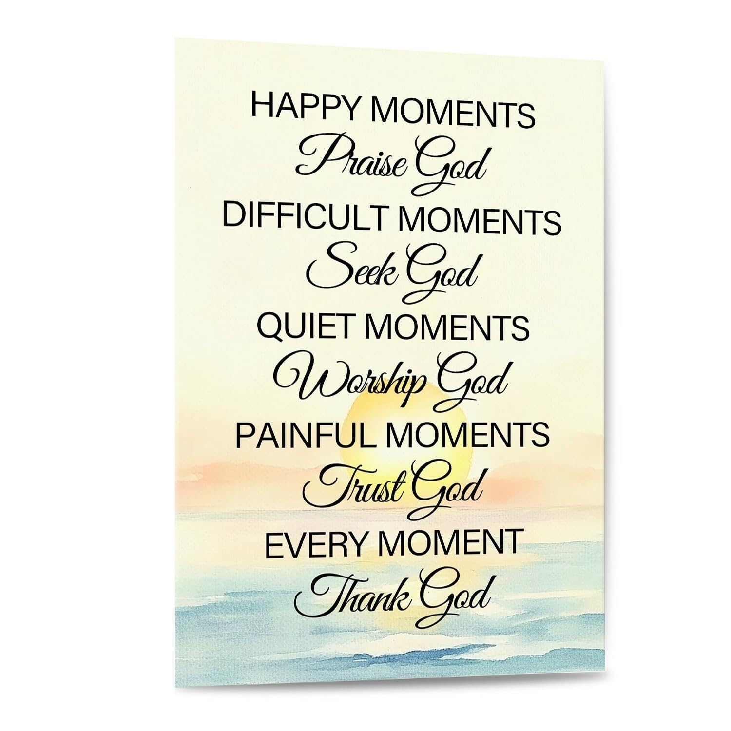 KCDFDVJFBM Happy Moments Praise God Religious Canvas Art, Bible Verse Scripture Painting, Faith-Based Home Decor for Christian Living Room Office Church(Unframed,12x18inch(30x45cm))
