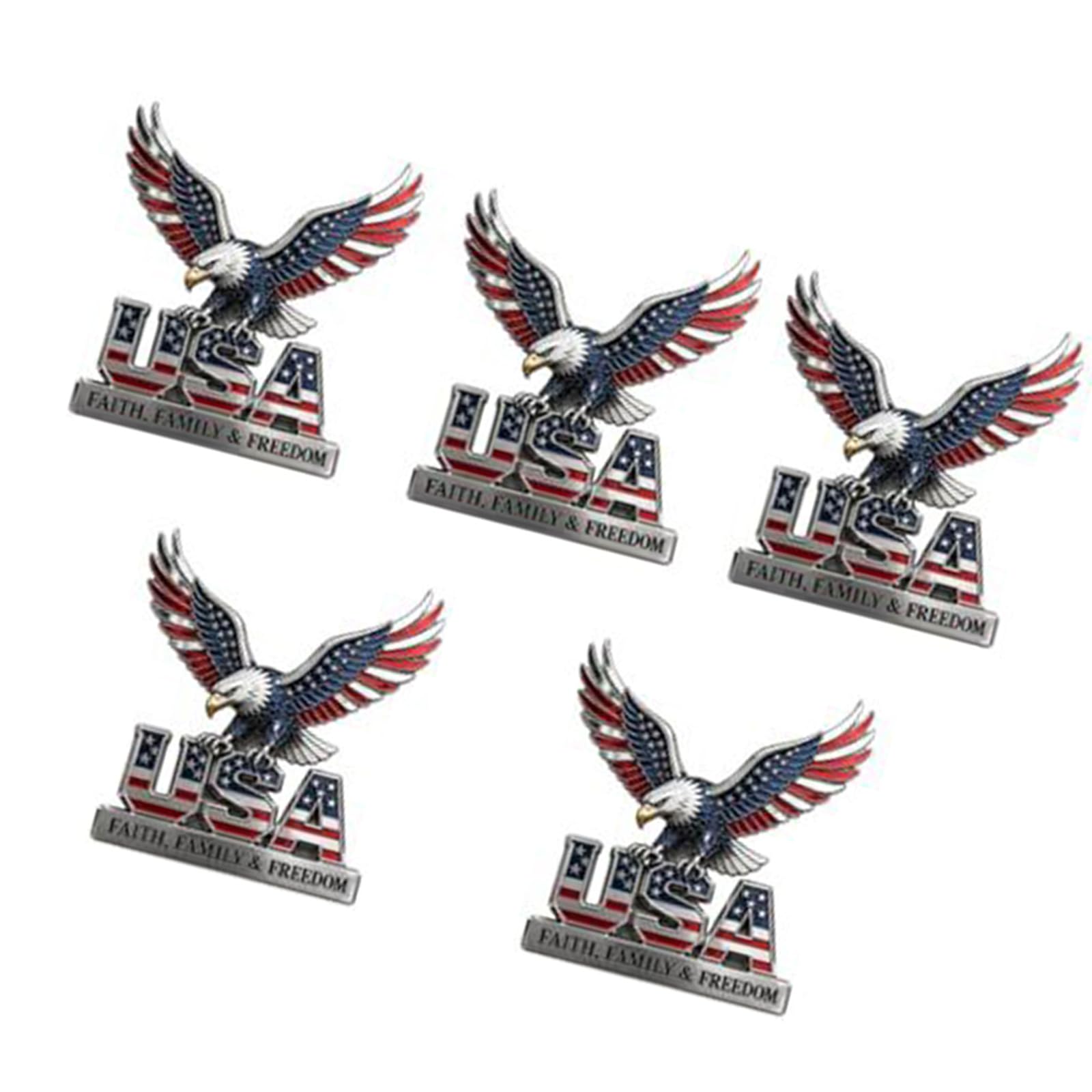 Shntig K5 Metal Memorial Badge With Commemorative Theme, Silver Tone Outline And Red White Blue Fill For Decorative Display Use Commemorative Metal Badge Flag Inspired Accent Patriotic Vehicle Decor Area