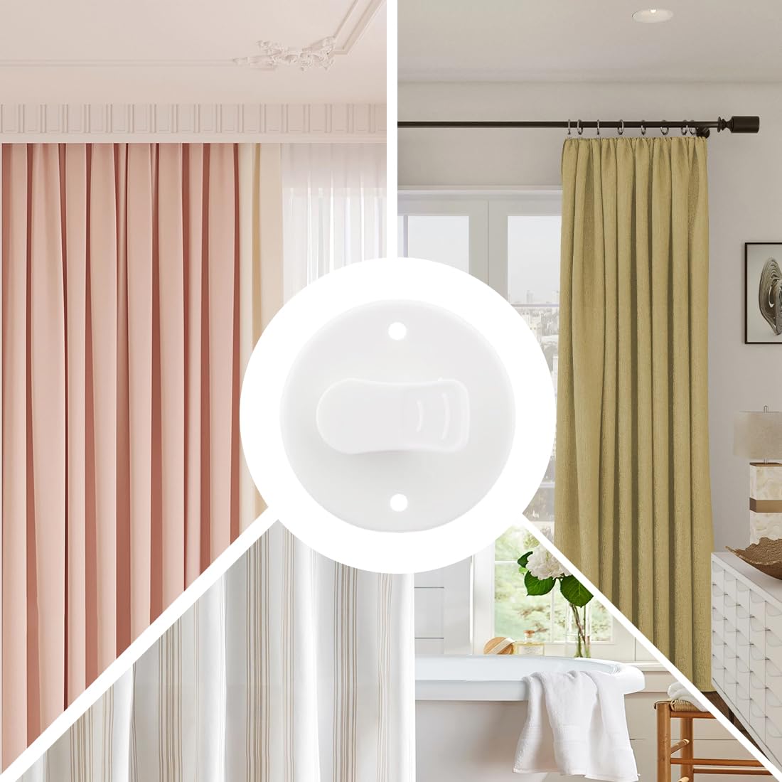 Clip Autoadesive Per Tenda Doccia - 4 Pezzi, Con Adesivo 3M, Bianco - Foto 2