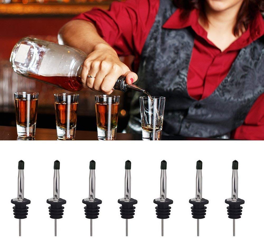 Lot de 48 becs verseurs à liqueur – Bec verseur en acier inoxydable et bouchons anti-poussière