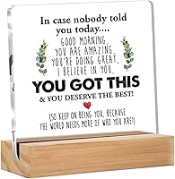 GTGIC Inspirational Desk Sign with Motivational Quote - Clear Acrylic 4x4 Inch Modern Tabletop Decor Stand