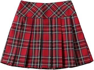 WDIRARA Pleated Skirts for Women Y2k Mini Skirt High Waist A-Line Uniform Skorts Plaid Cheer Skort