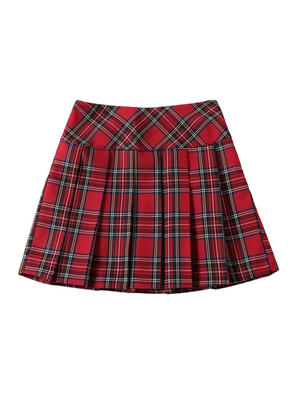WDIRARA Pleated Skirts for Women Y2k Mini Skirt High Waist A-Line Uniform Skorts Plaid Cheer Skort
