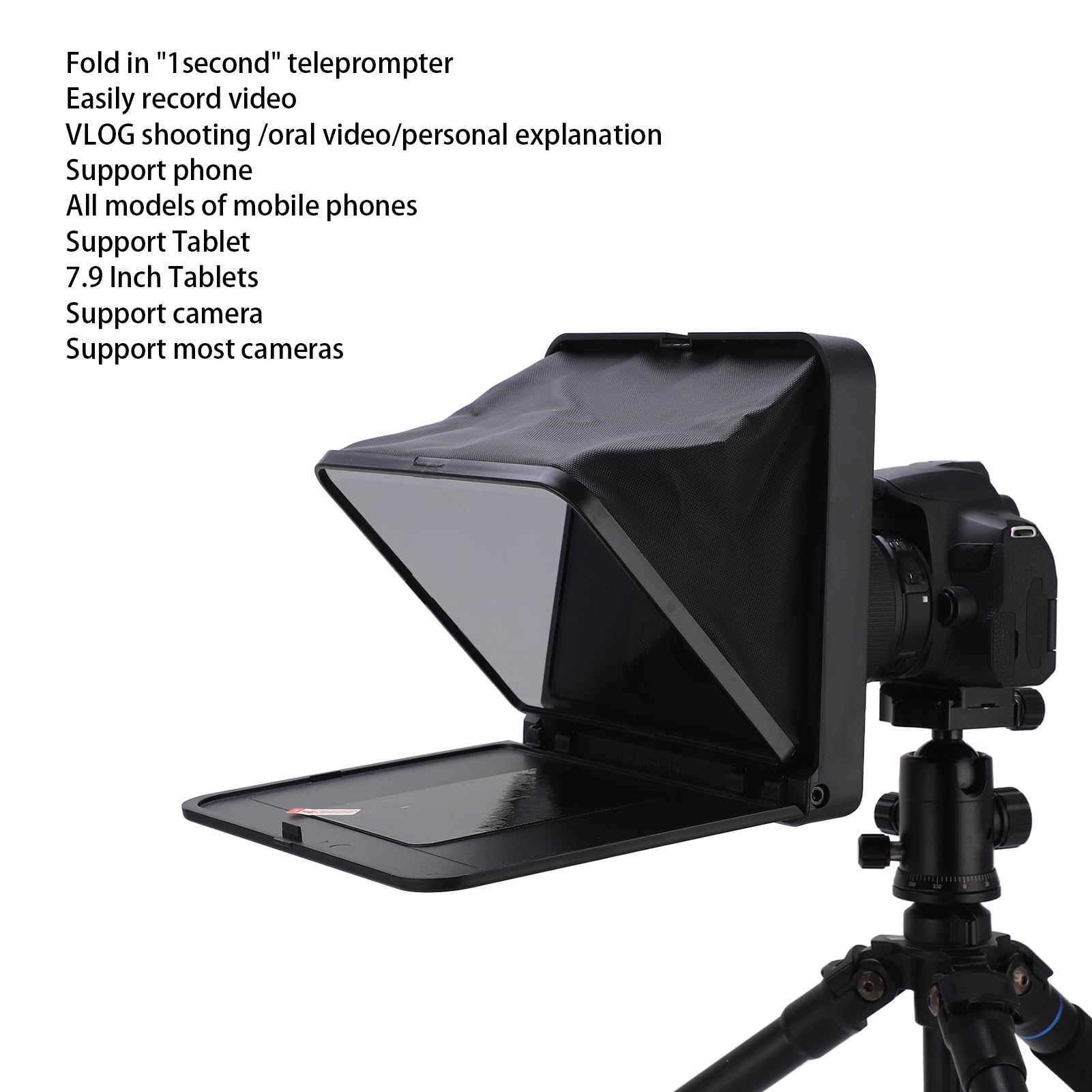 Teleprompter, Pilot Zdalnego Sterowania Strzał Poziomy Strzał Pionowy Praktyczny, Składany, Czarny Plastikowy Pilot do Tabletów 7,9 Cala do Smartfona do Urządzenia