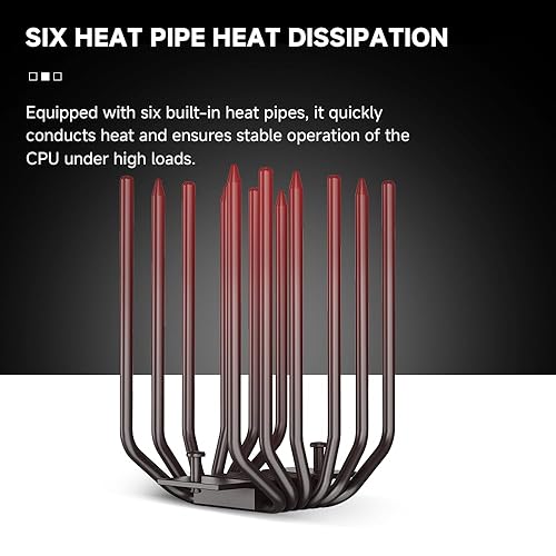 Miniatura 6 de Jungle Leopard KF620-DGT - Enfriador de aire de CPU, ventiladores ARGB PWM duales, 6 tubos de calor, cubierta superior de pantalla digital,