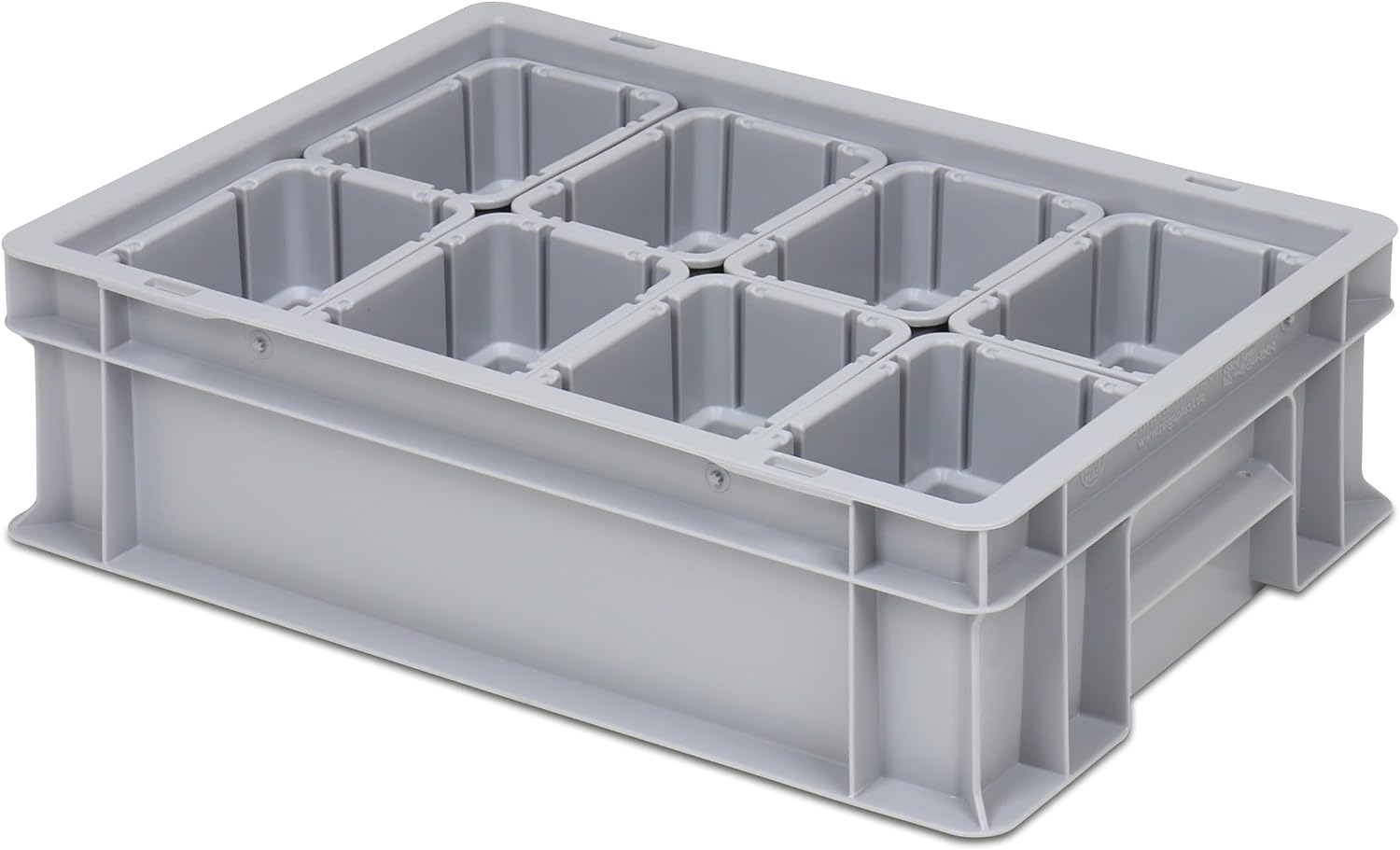 1a-TopStore Insert Box Divider Set for Euro Containers Drawers with Inner Dimensions 362 x 262 mm L x W 102 mm High Various Sizes/Colours Set of 8 Including Box Grey