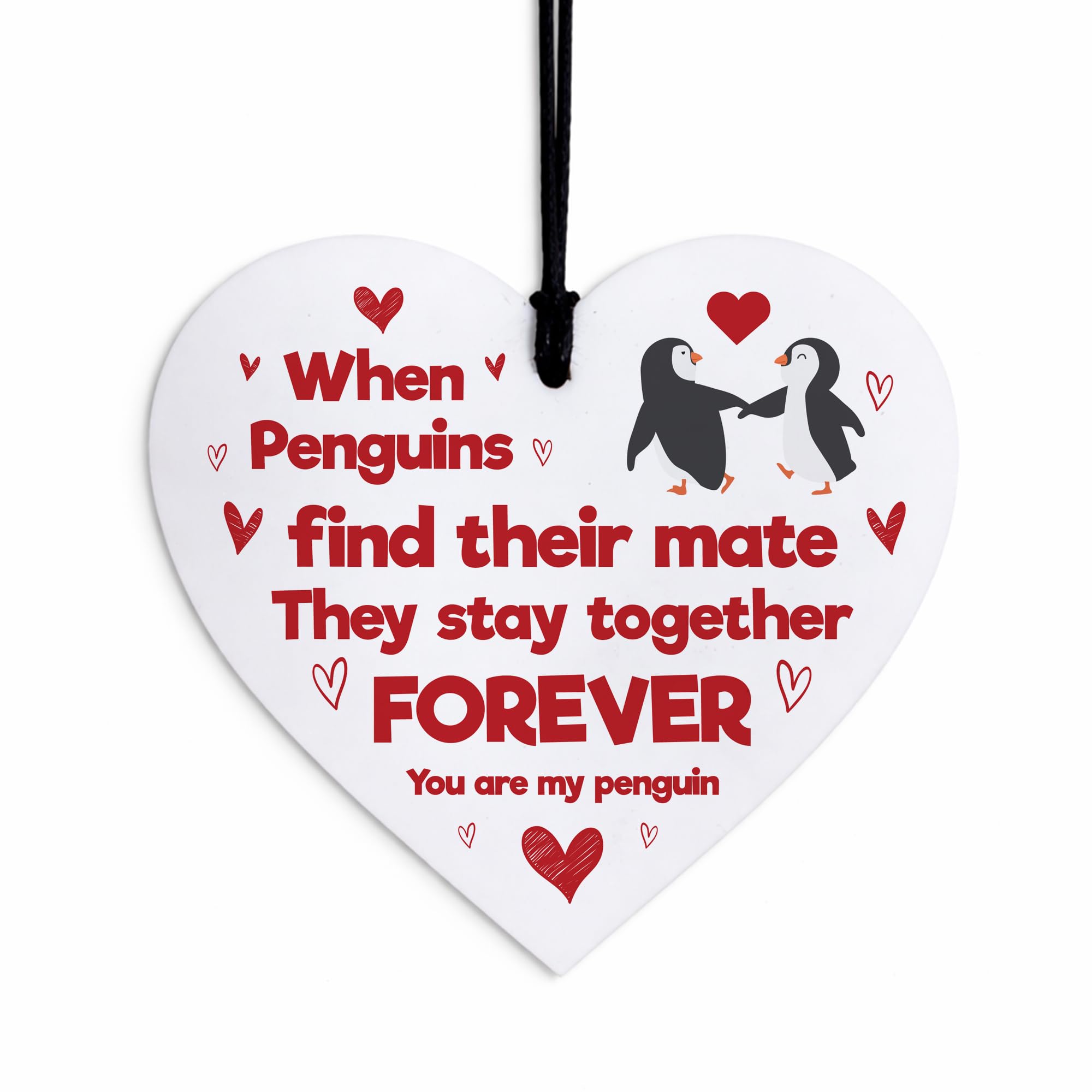 Valentines Day Gifts For Him Her Acrylic Heart Plaque Gift For Anniversary - Boyfriend, Girlfriend, Husband, Wife (Penguins Find Their Mate)