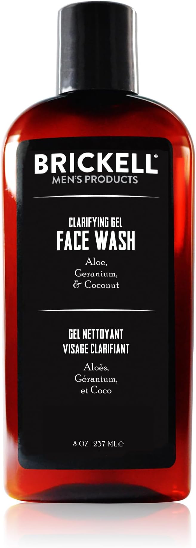 Brickell Men's Clarifying Gel Face Wash for Men, Natural and Organic Rich Foaming Daily Facial Cleanser Formulated With Geranium, Coconut and Aloe, 8 Ounce, Scented
