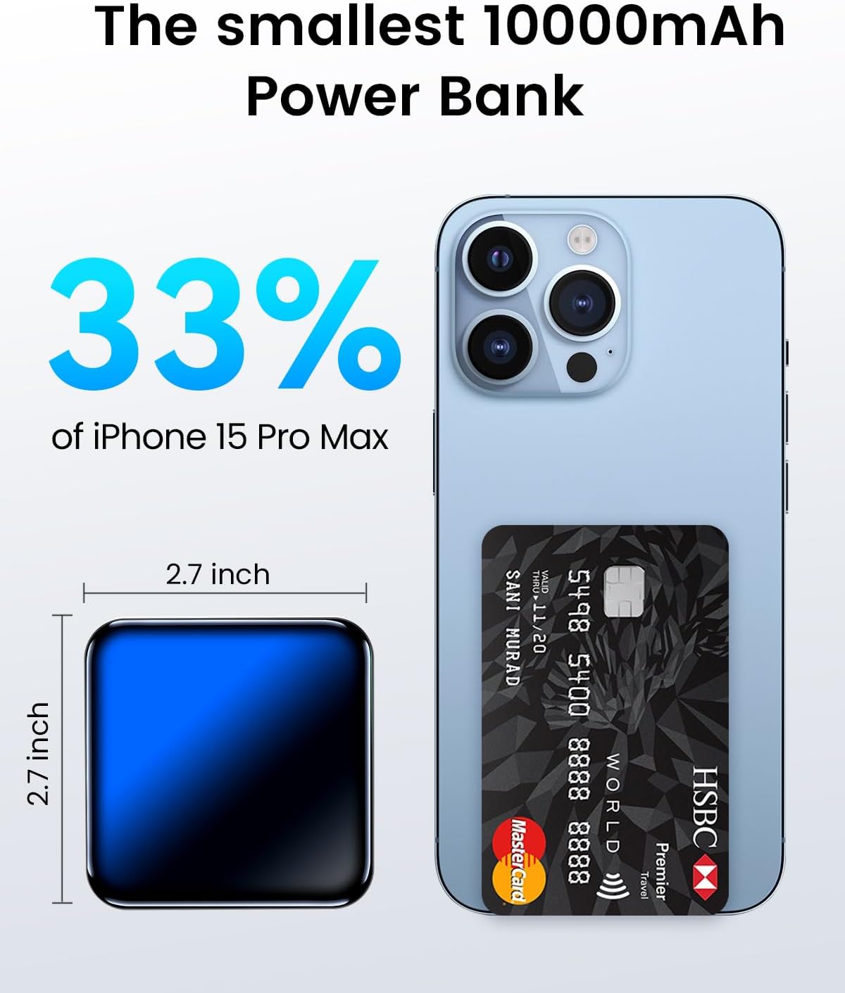 10000mAh Small Power Bank, Mini Phone Portable Charger, USB C Input/Output with Smart LED Display, 30W Fast Charging Technology Battery Bank for iPhone, iPad,Samsung, Android Phones, Tablet - Image 2