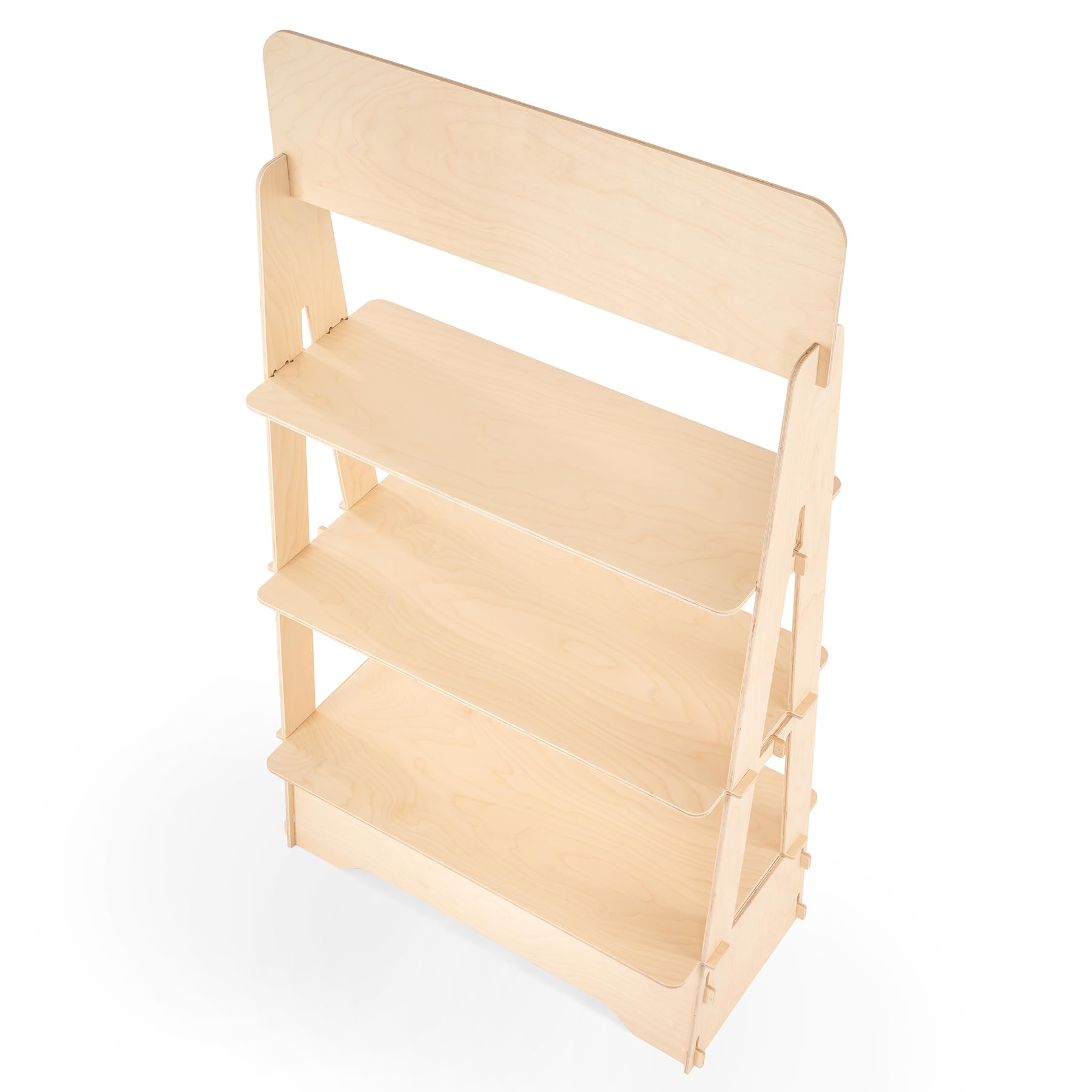 Expositor de Suelo, de Madera, fácil Montaje Empotrado, 3 estantes Grandes, Natural y sostenible, Altura 148 cm