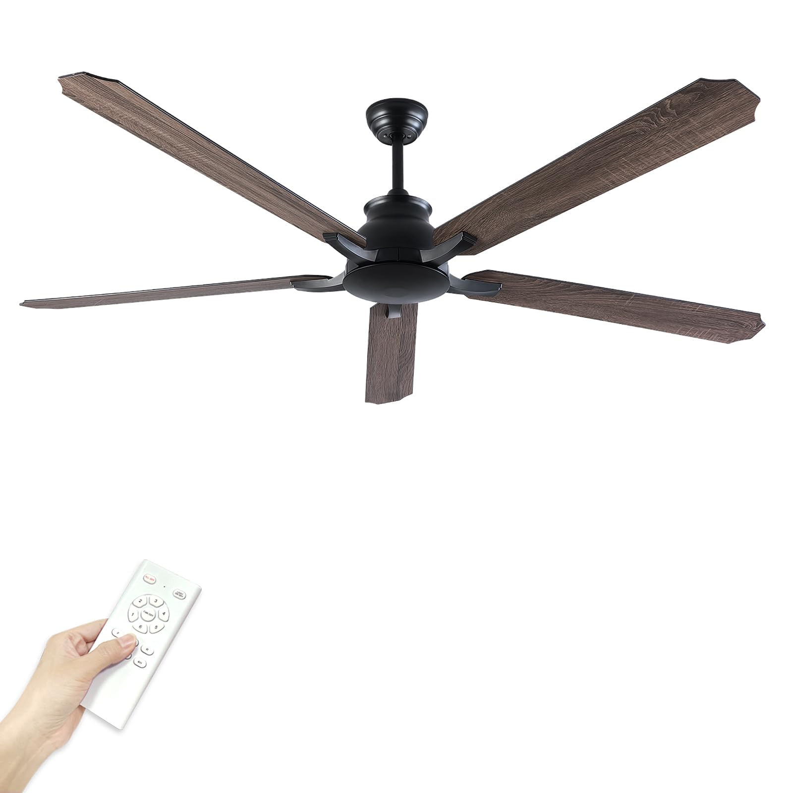 72 Inch Large Ceiling Fans Without Lights Modern Industrial Ceiling Fans High CFM 6 Speed DC Motor Timer Double Sided Blade Indoor Ceiling Fans for