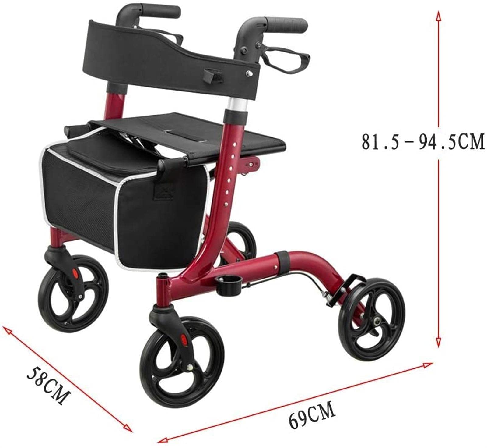 Chodziki Rollator dla seniorów, składane aluminiowe chodziki dla dorosłych, chodziki dla osób starszych z kółkami i regulowanym uchwytem siedziska