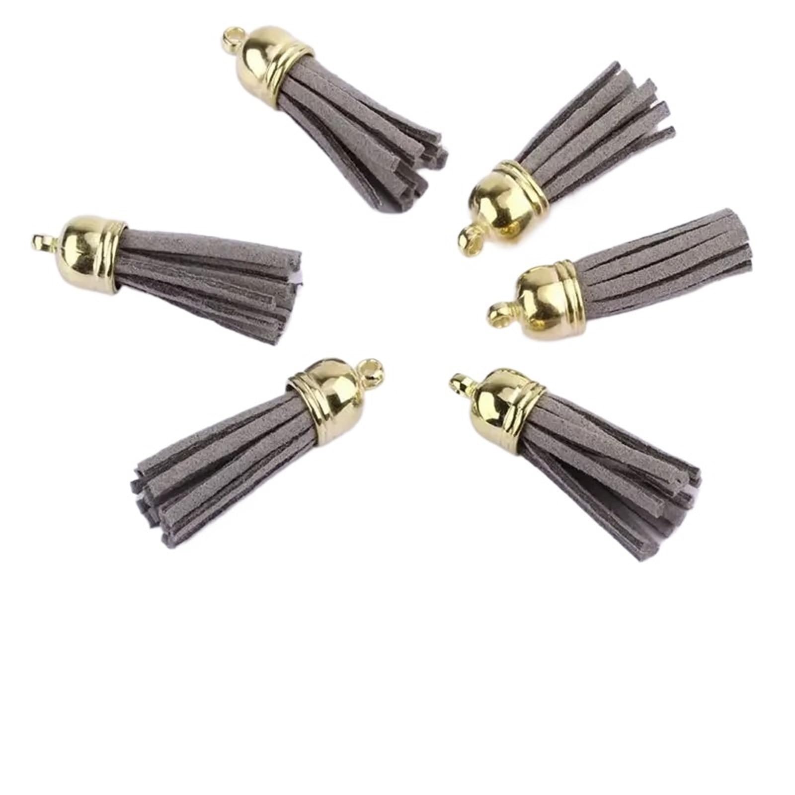 Mini Tassels 50Pcs Keychain Tassels Bulk Leather Tassels for Jewelry Making Colored Suede Tassel Pendant Keychain Accessory Craft Making for Crafts(Grey)