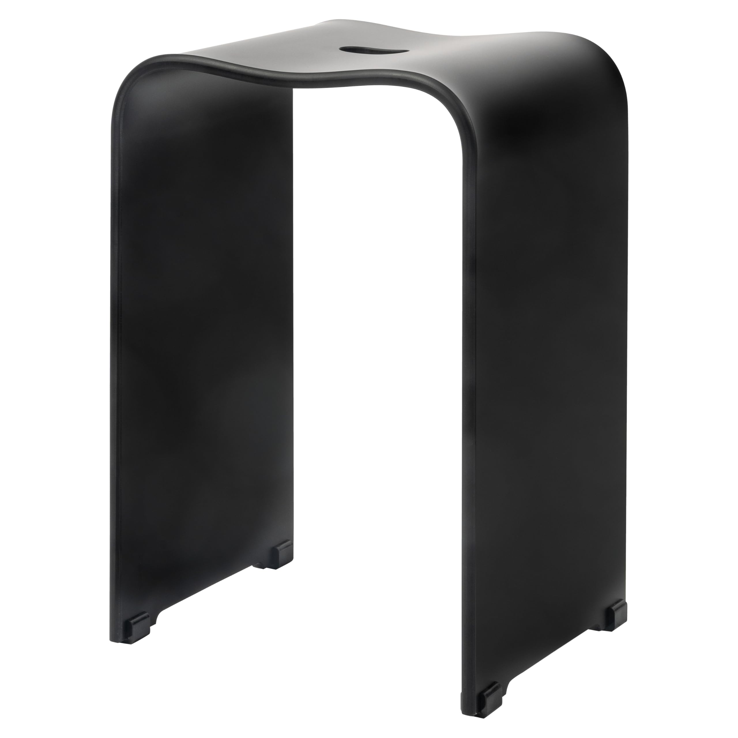 bremermann Taburete de baño de acrílico, Aprox. 33 x 27,5 x 48 cm (Ancho x Profundidad x Alto), con Mango Hueco, Forma ergonómica, soporta hasta 130 kg (Negro/Mate)