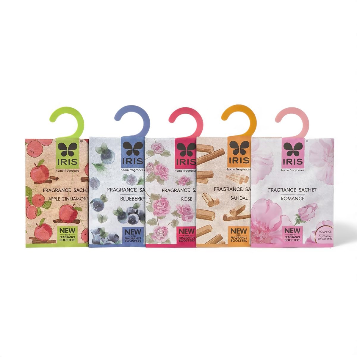 Home Fragrance Sachets Pack of 5-10g Each - Apple Cinnamon, Romance, Sandal, Blueberry and Lavender - Airfreshner for Your Wardrobe| Drawer|Kitchen|Travel Bags |Cars.