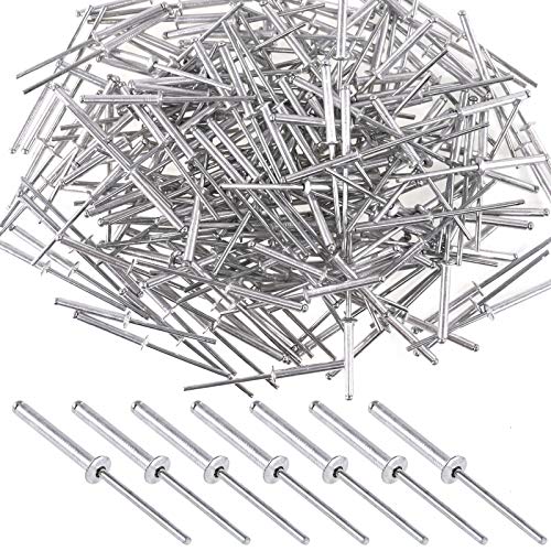 Mardatt 200Pcs Aluminum Blind Rivets 1/8 x 15/16 Inch (3.2x24mm) Pop Rivets Decorating Fastener Core Pulling Rivets for Sheet Metal Woodworking