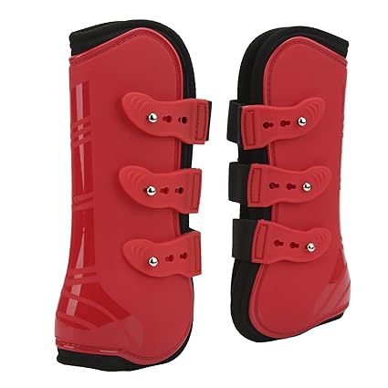 Horse Hoof Protective Boots, Horse Front Tendon Boots Breathable for Training for Racing(Red Front Legs, M)