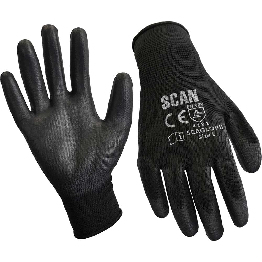Scan Black Pu Coated Gloves Xl