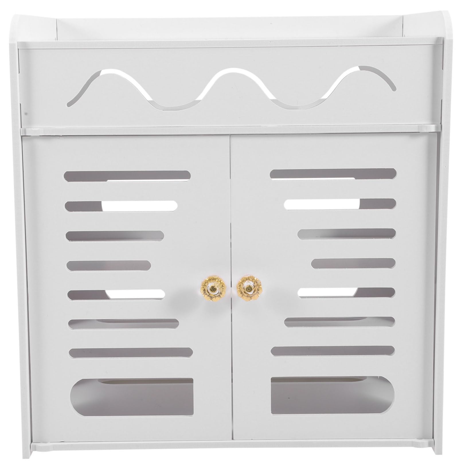 ULTECHNOVO Contenitore per Router a 4 Strati Doppia Porta in Plastica Scatola Organizer Cavi per Casa e Ufficio Supporto di Archiviazione senza Punzonatura per Gestione Cavi Elettrici